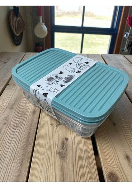 2'li Plastik Saklama Kabı / Şeffaf / Kapakları Renkli indirimleri
