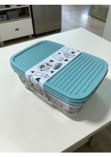 2'li Plastik Saklama Kabı / Şeffaf / Kapakları Renkli