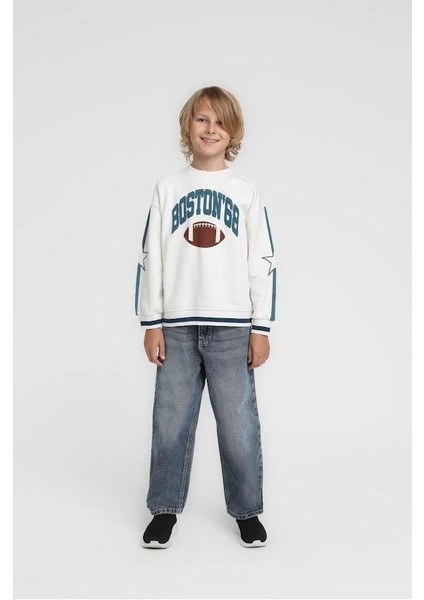 Boston Erkek Çocuk Sweat - Beyaz