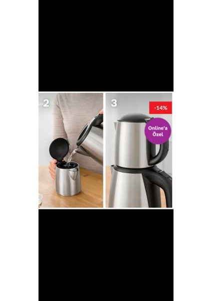 Gri 2l Paslanmaz Çelik Çay ve Su Isıtıcı Kettle modelleri
