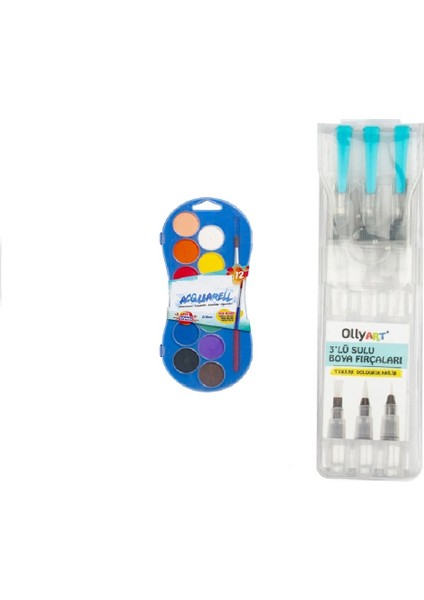12’li Sulu Boya + 3’lü Doldurulabilir Sulu Boya Fırçaları fiyatları