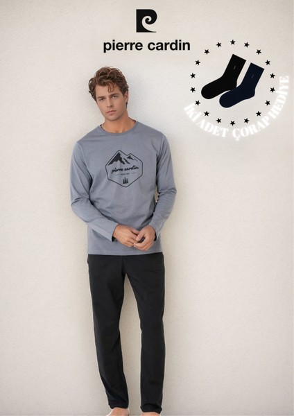 Erkek %100 Pamuk Desenli Uzun Kol Pijama Takımı OL.PC.6097.001