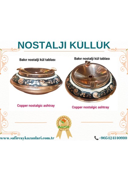 Nostaljik Bakır Küllük, 2'li Set, Şık ve Zarif Dekoratif Küllükler fırsatları