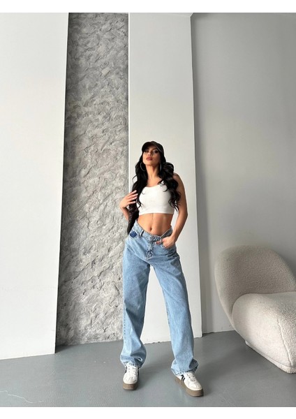 Baggy Kar Yıkama Orta Mavi Jeans Pantolon D2007 fiyatları