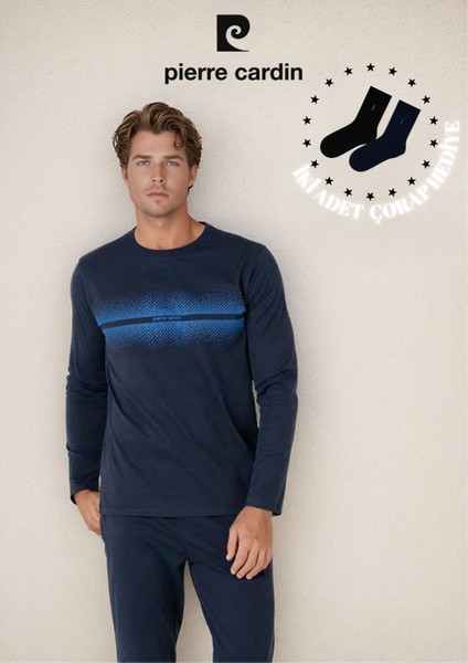 Erkek %100 Pamuk Desen & Yazı Detaylı Uzun Kol Pijama Takımı OL.PC.6102.001