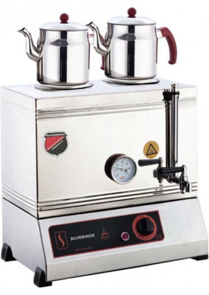 Şık ve Kullanışlı Elektrikli Çay Ocağı, 2 Demlikli, Kapaklı ve Dayanıklı Metal Tasarım