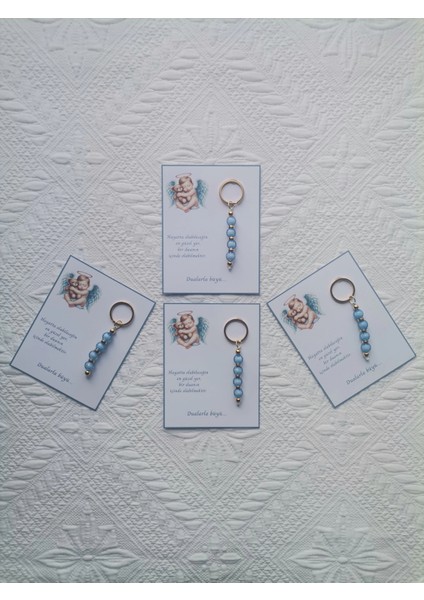 72 Adet Yeni Doğan Hastane ve 40 Mevlidi Bebek Mevlidi Dağıtmalık Mavi Anahtarlık Hediyelik