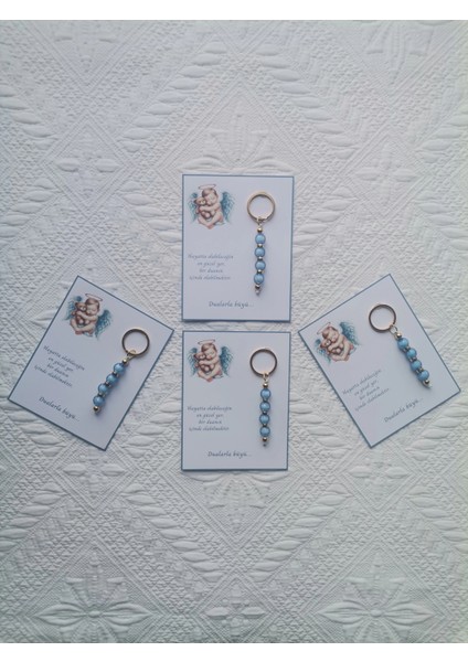 72 Adet Yeni Doğan Hastane ve 40 Mevlidi Bebek Mevlidi Dağıtmalık Mavi Anahtarlık Hediyelik