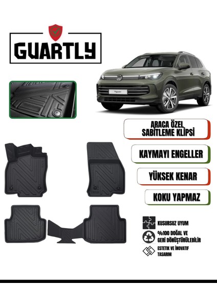 Volkswagen Tiguan 2016-2023 Uyumlu Araca Özel Premium 4d Havuzlu Paspas Takımı