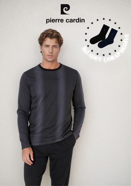 Erkek %100 Pamuk Çizgi Detaylı Uzun Kol Pijama Takımı OL.PC.6105.001