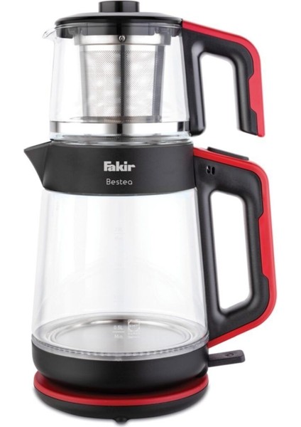 Kırmızı Siyah Çay Makinesi 1900 W Cam Tasarım