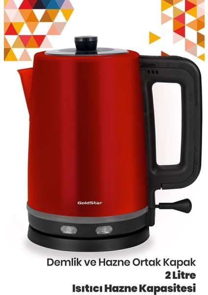 Kırmızı Paslanmaz Çay ve Su Isıtıcı, 2200W, Şık ve Dayanıklı Tasarım modelleri