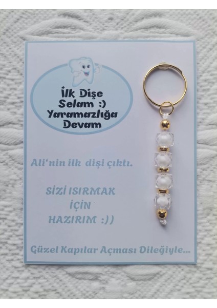 48 Adet Kişiye Özel Ilk Dişim Çıktı,diş Mevlidi, Diş Buğdayı Dağıtmalık Beyaz Anahtarlık Hediyelik fiyatları