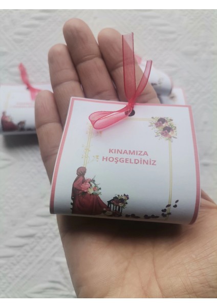 75 Adet Özel Tasarım Hazır Paketlenmiş Kınamıza Hoşgeldiniz Yazılı Hediyelik Dağıtmalık Kına