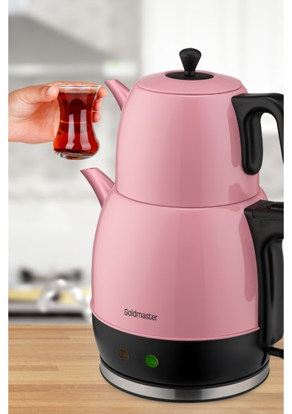 Geniş Kapasiteli Pembe Çay Makinesi ve Su Isıtıcı, Paslanmaz Çelik, 2200W indirimleri