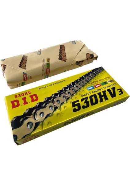 Motosiklet Zincir 530 x 128 Bakla Oringli Gold Did