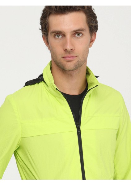 Sarı Regular Fit Kapüşonlu Casual Dokuma Mont