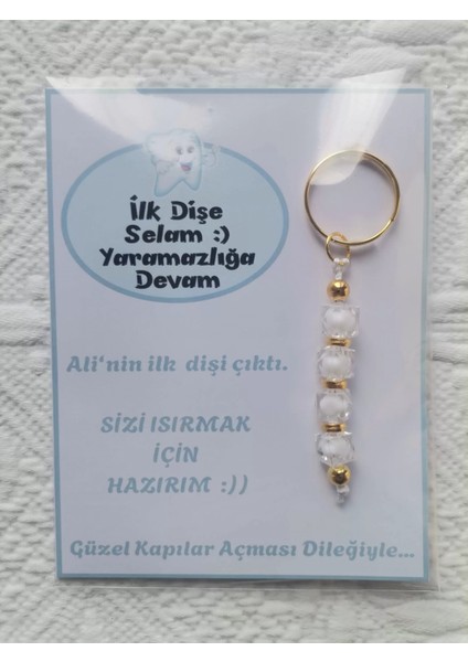 24 Adet Kişiye Özel Ilk Dişim Çıktı,diş Mevlidi, Diş Buğdayı Dağıtmalık Beyaz Anahtarlık Hediyelik fırsatları