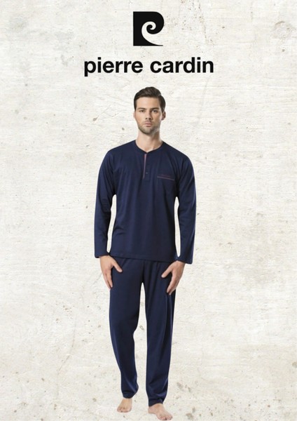 Erkek Giyim Penye %100 Pamuk Uzun Kollu Lacivert Pijama Takımı (2 Adet Hediye Çorap) OL.PC.5454.001 fiyatları