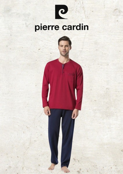 Erkek Giyim Penye %100 Pamuk Uzun Kollu Bordo Pijama Takımı (2 Adet Hediye Çorap) OL.PC.5454.001 modelleri