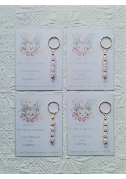 72 Adet Kişiye Özel Ilk Dişim Çıktı,diş Mevlidi, Diş Buğdayı Dağıtmalık Beyaz Anahtarlık Hediyelik modelleri