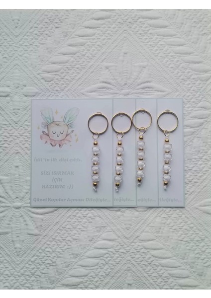 72 Adet Kişiye Özel Ilk Dişim Çıktı,diş Mevlidi, Diş Buğdayı Dağıtmalık Beyaz Anahtarlık Hediyelik indirimleri