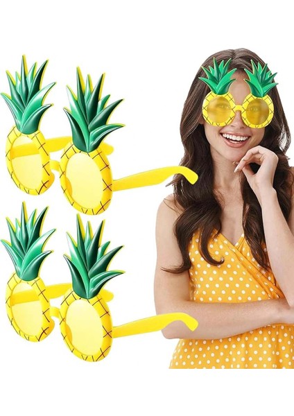 Tropikal Hawaii Ananas Şekilli Parti Gözlüğü 9.5 x 14 cm (4887)