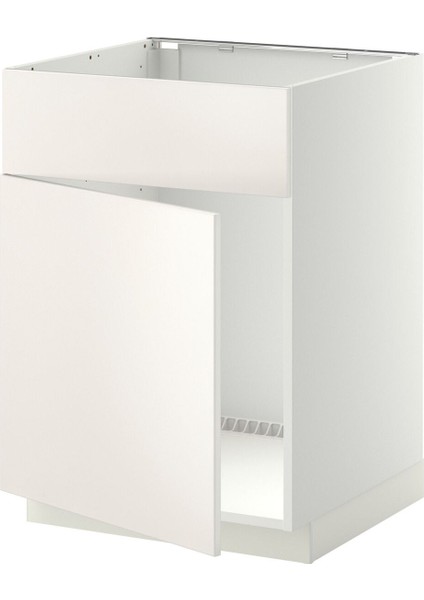 Eviye Dolabı, Veddınge Beyaz, 60X60 Cm, 1 Kapaklı ve 1 Ön Panelli