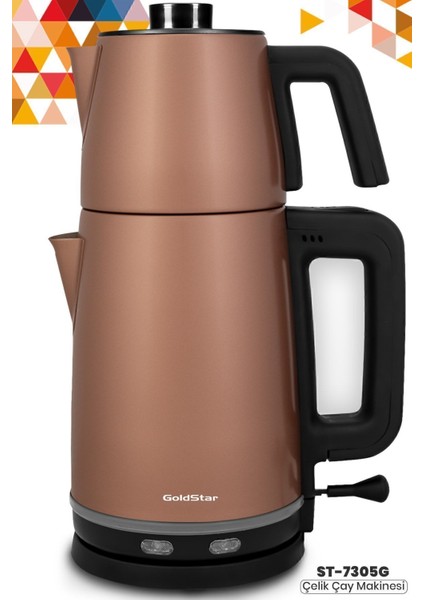 Paslanmaz Çelik Çay ve Su Isıtıcı, 2200W, Şık ve Dayanıklı Tasarım