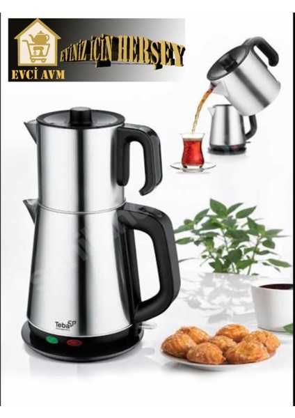 Paslanmaz Çelik 2l Çay Makinesi, Gri, Dayanıklı ve Şık Tasarım
