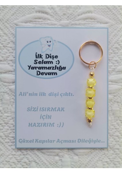 48 Adet Kişiye Özel Ilk Dişim Çıktı,diş Mevlidi, Diş Buğdayı Dağıtmalık Sarı Anahtarlık Hediyelik fiyatları