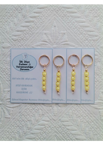 48 Adet Kişiye Özel Ilk Dişim Çıktı,diş Mevlidi, Diş Buğdayı Dağıtmalık Sarı Anahtarlık Hediyelik indirimleri