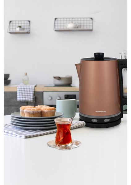 Paslanmaz Çelik Çay ve Su Isıtıcı, 2200W, Şık ve Dayanıklı Tasarım