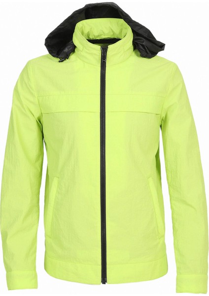 Sarı Regular Fit Kapüşonlu Casual Dokuma Mont