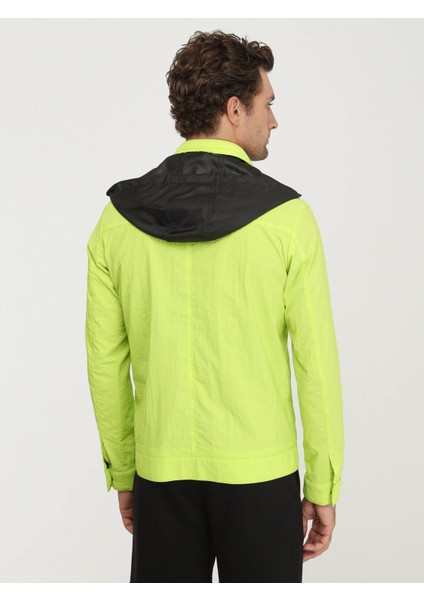 Sarı Regular Fit Kapüşonlu Casual Dokuma Mont