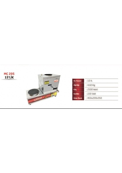 Elektrikli 10 Lt Çay Kazanı, Tek Ocaklı, 1 Hazneli, Demlik Dahil Değildir fiyatları