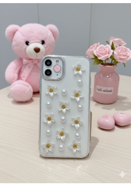 Iphone 11 Uyumlu 3D Kabartmalı Amazon Zambağı ve Inci Süslemeli Kılıf fiyatları