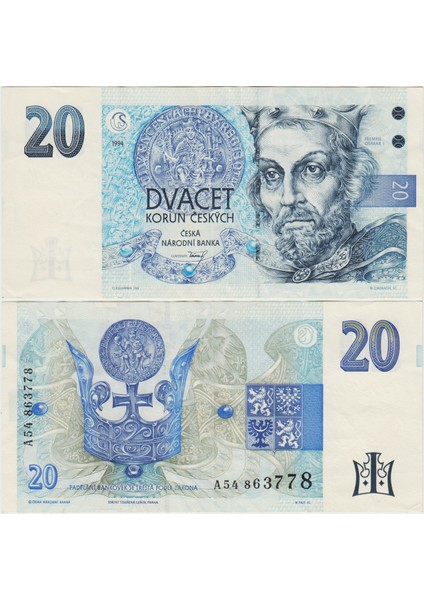 Çekya 20 Koruna 1994 Çok Çok Temiz+