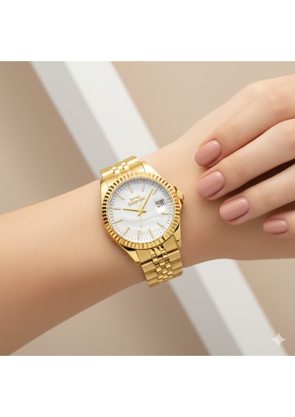 SL.09.2472.3.03 Kadın Kol Saati | 32 mm Altın Sarısı Çelik & Takvimli Zarif Tasarım fiyatları