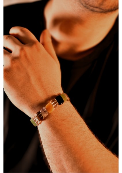 Çakra Taşlı Özel Kesim Doğal Taş Unisex Bileklik