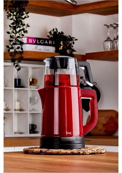 Kırmızı Cam Demlikli Çay Makinesi, Pratik ve Şık Tasarım fırsatları