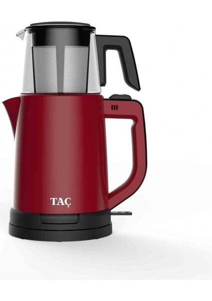 Kırmızı Cam Demlikli Çay Makinesi, Pratik ve Şık Tasarım