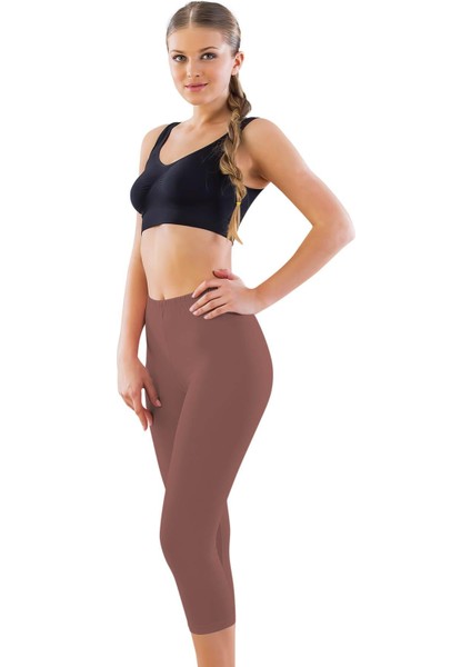 Kahve 7600 Likralı Kapri Tayt