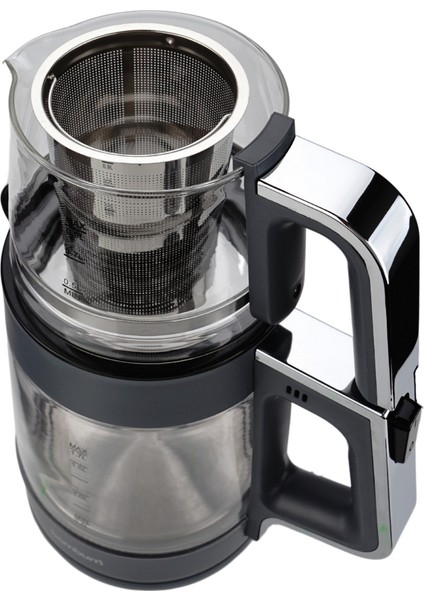 Cam Hazneli Şık Otomatik Çay Makinesi, Siyah ve Gri Renk Seçenekleriyle modelleri