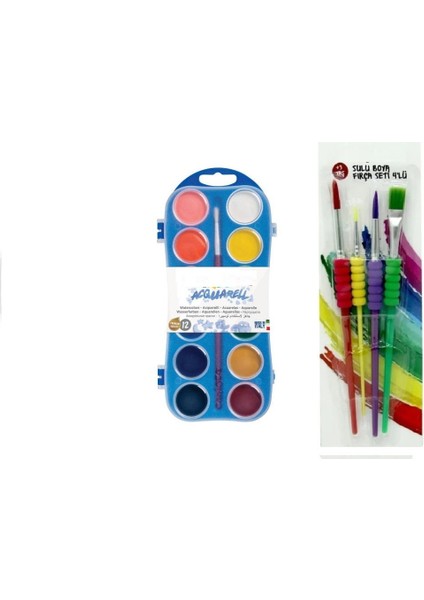 12’li Sulu Boya + 4’lü Sulu Boya Fırçası