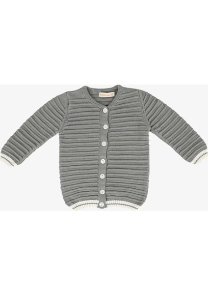 Çizgi Kabartmalı Bebek Hırka - Yeşil