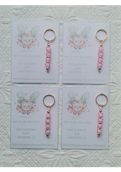 48 Adet Kişiye Özel Diş Buğdayı Ilk Dişim Çıktı,diş Partisi, Dağıtmalık Pembe Anahtarlık Hediyelik modelleri