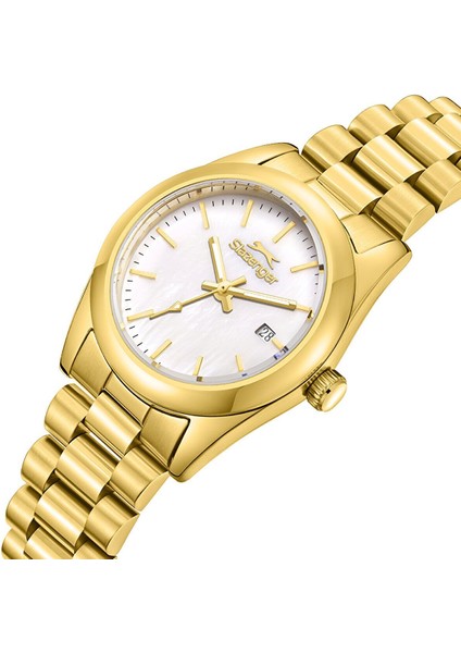 SL.09.2473.3.02 Kadın Kol Saati | Altın Renkli 28 mm Şıklık ve Inci Kadran Zarafeti