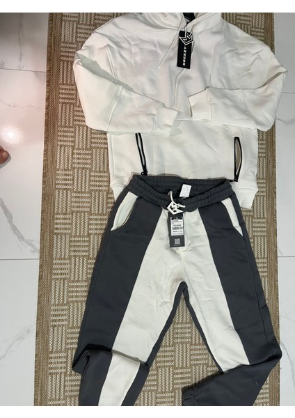 Erkek Oversize Kapüşonlu Sweatshırt**şeritli Jogger Eşofman Altı **fermuarlı Cepli Spor Kombın **siyah Gri**antrasit ***beyaz Renk Seçenekleriyle fırsatları