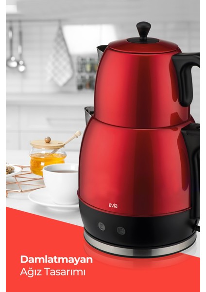 Kırmızı Geniş Kapasiteli 2200W Paslanmaz Çelik Çay ve Su Isıtıcı fırsatları